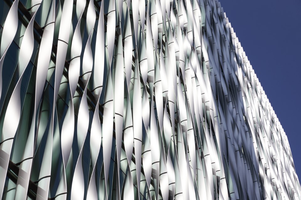 Close up of twisted metal modern architectural design detail